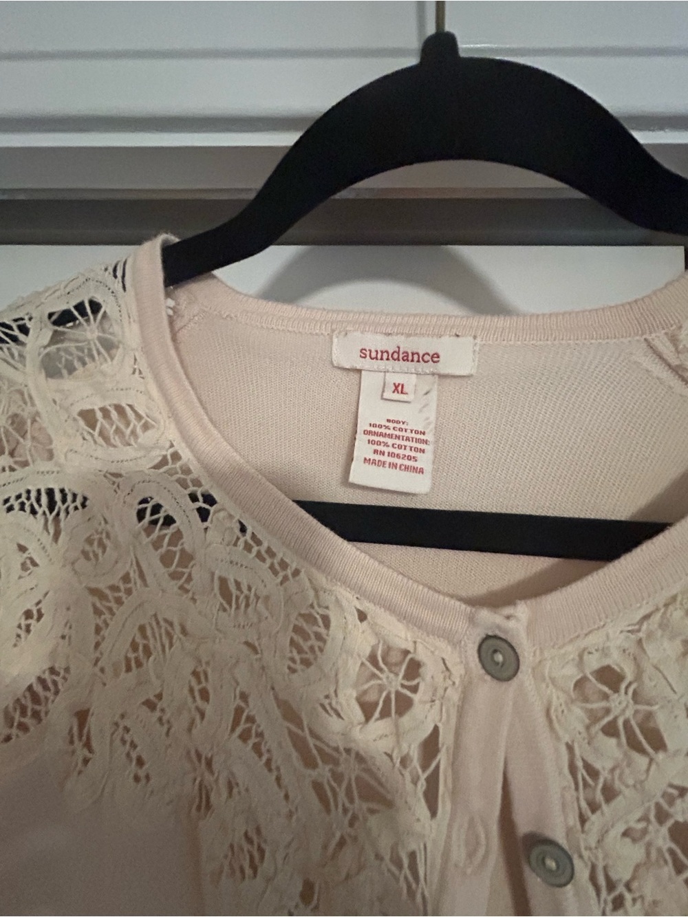 Sundance Cream Crochet Yoke Button-Front Cardigan - Picture 2 of 4